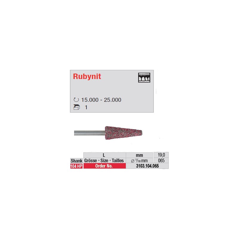 Fraise Rubynit cône bout plat - 3103.104.065 Fraise Rubynit cône bout plat - 3103.104.065