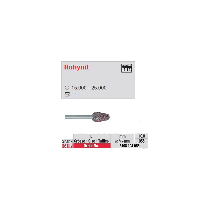 Fraise Rubynit cône bout arrondi - 3108.104.055 Fraise Rubynit cône bout arrondi - 3108.104.055