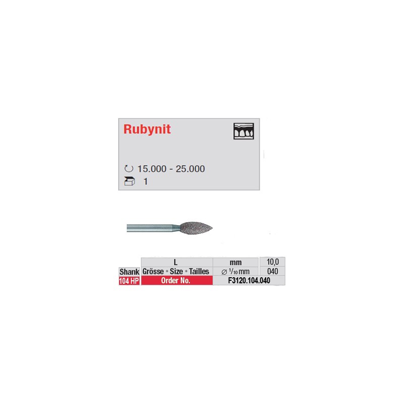 Fraise Rubynit bouton (grain fin) - F3120.104.040 Fraise Rubynit bouton (grain fin) - F3120.104.040