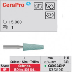 Fraise CeraPro cône bout plat (gros grain) - G8002.040HP