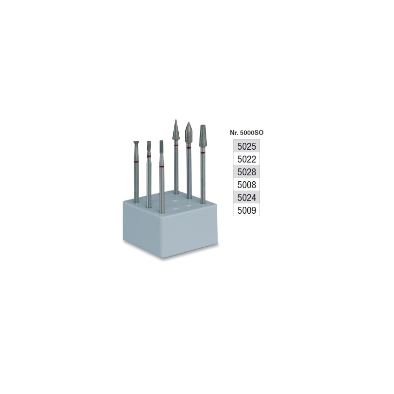 Set de fraisage diamantés dans la masse (grain fin) - 5000SO Set de fraisage diamantés dans la masse (grain fin) - 5000SO