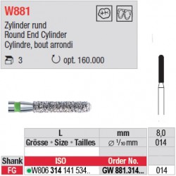 Diamant WhiteTIGER cylindre bout arrondi (gros grain) - GW881.314.014