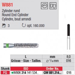 Diamant WhiteTIGER cylindre bout arrondi (gros grain) - GW881.314.016