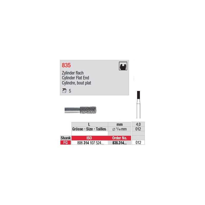 835.314.012-Cylindre,bout plat