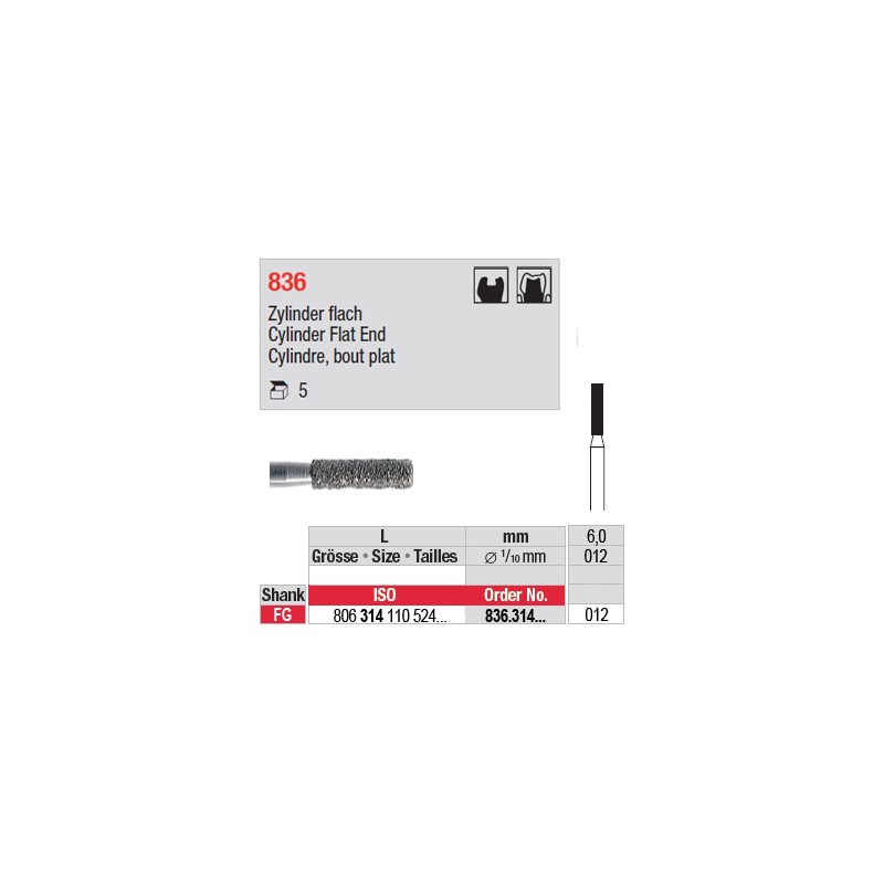 836.314.012-Cylindre,bout plat