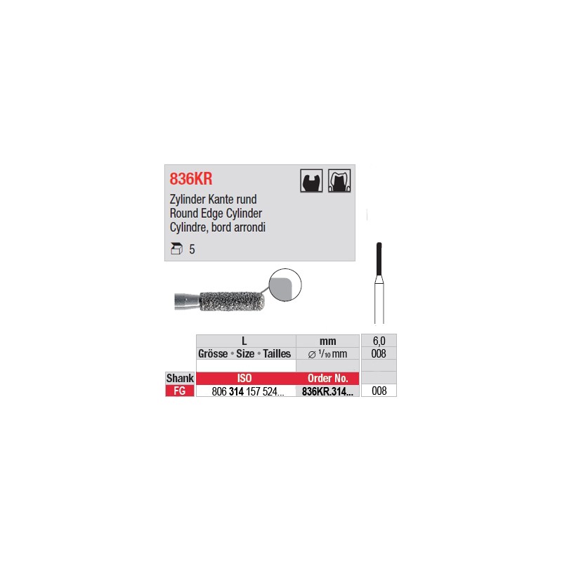 836KR.314.008-Cylindre, bord arrondi