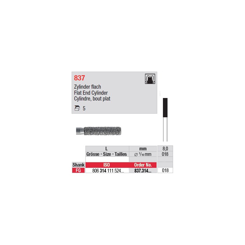 837.314.018-Cylindre, bout plat