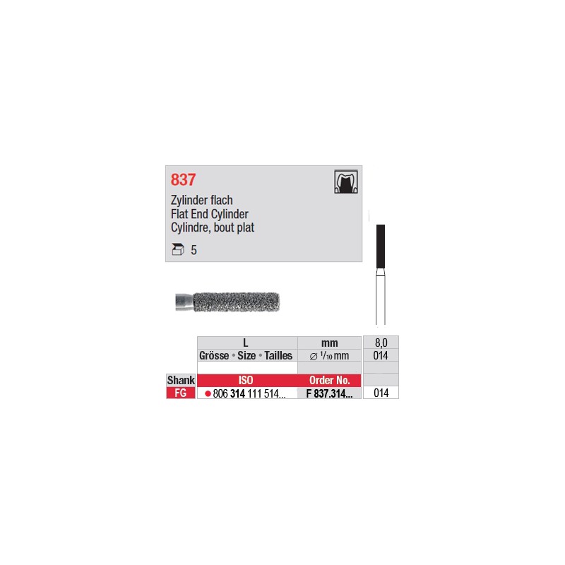 F 837.314.014-Cylindre, bout plat