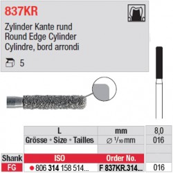 F 837KR.314.016-Cylindre, bord arrondi