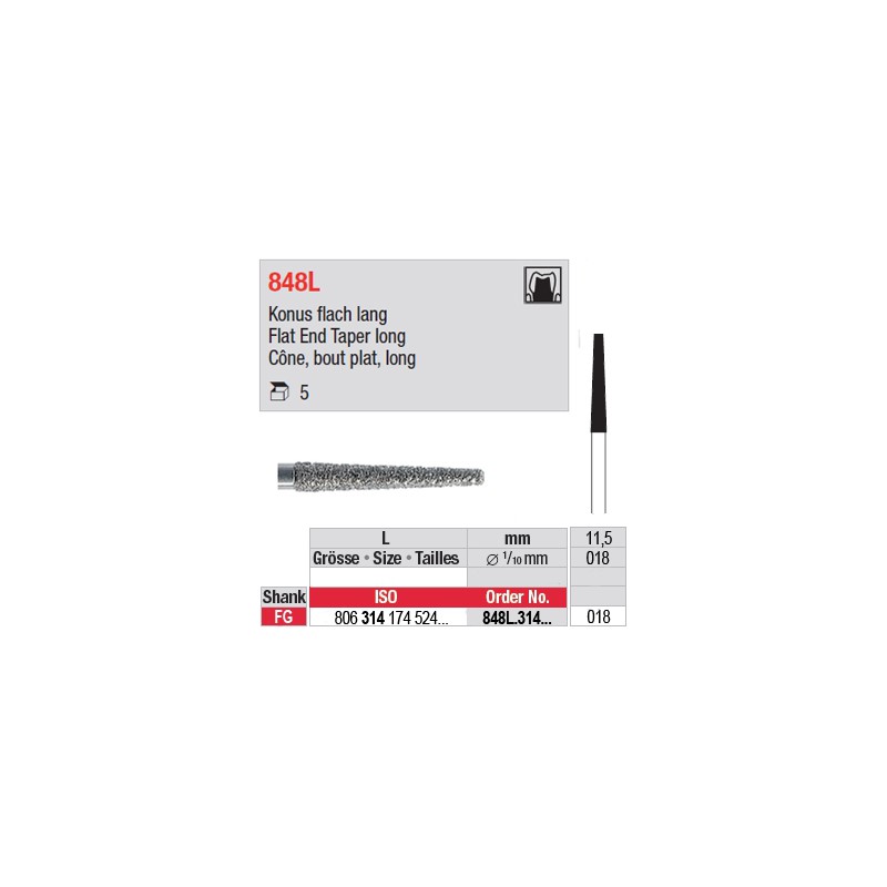 848L.314.018 - Cône, bout plat, long