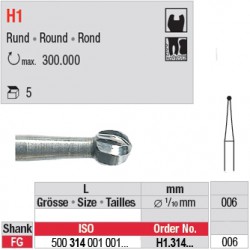  H1.314.006 - Fraise carbure de tungstène FG - Rond 