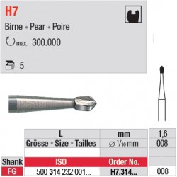  H7.314.008 - Fraise carbure de tungstène - FG - Poire 
