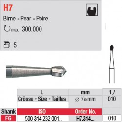 H7.314.010 - Fraise carbure de tungstène - FG - Poire 