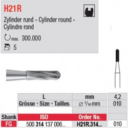  H21R.314.010 - Fraise carbure de tungstène - FG Cylindre rond 