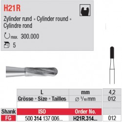  H21R.314.012 - Fraise carbure de tungstène - FG Cylindre rond 