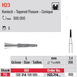  H23.314.008 - Fraise carbure de tungstène - FG - Conique 