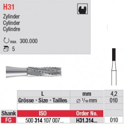  H31.314.010 - Fraise carbure de tungstène - FG - Cylindre 