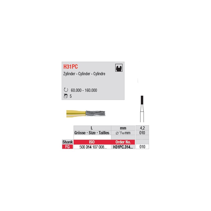  H31PC.314.010 - Fraise carbure de tungstène - FG - Cylindre 