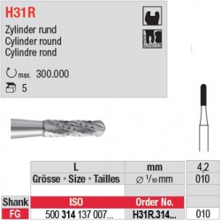  H31R.314.010 - Fraise carbure de tungstène - FG - Cylindre rond 