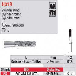  H31R.314.012 - Fraise carbure de tungstène - FG - Cylindre rond 