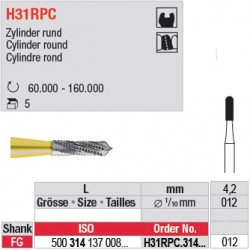  H31RPC.314.012 - Fraise carbure de tungstène - FG - Cylindre rond 