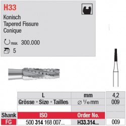  H33.314.009 - Fraise carbure de tungstène - FG - Conique 