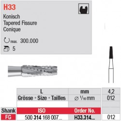  H33.314.012 - Fraise carbure de tungstène - FG - Conique 
