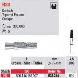  H33.314.016 - Fraise carbure de tungstène - FG - Conique 