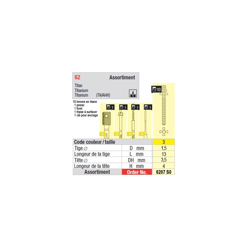 6207SO - Assortiment tenons taille 3 (longs)