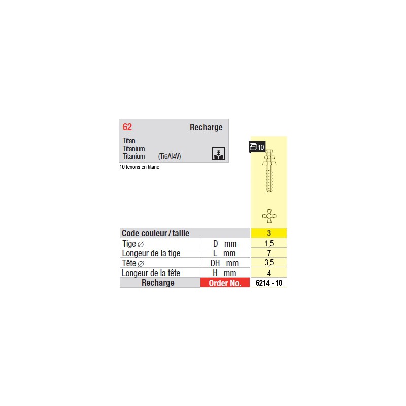 6214-10 - recharge tenons taille 3 (courts)