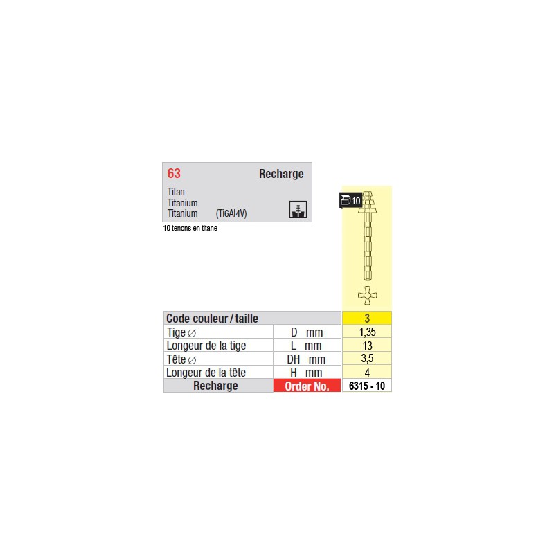 6315-10 - recharge tenons taille 3 (longs)
