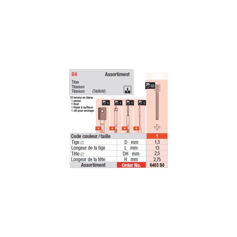 6403SO - Assortiment tenons taille 1 (longs)