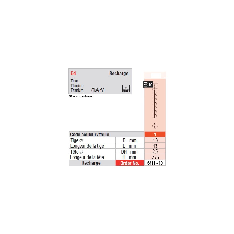 6411-10 - recharge tenons taille 1 (longs)