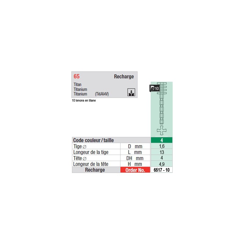 6517-10 - recharge tenons taille 4 (longs)