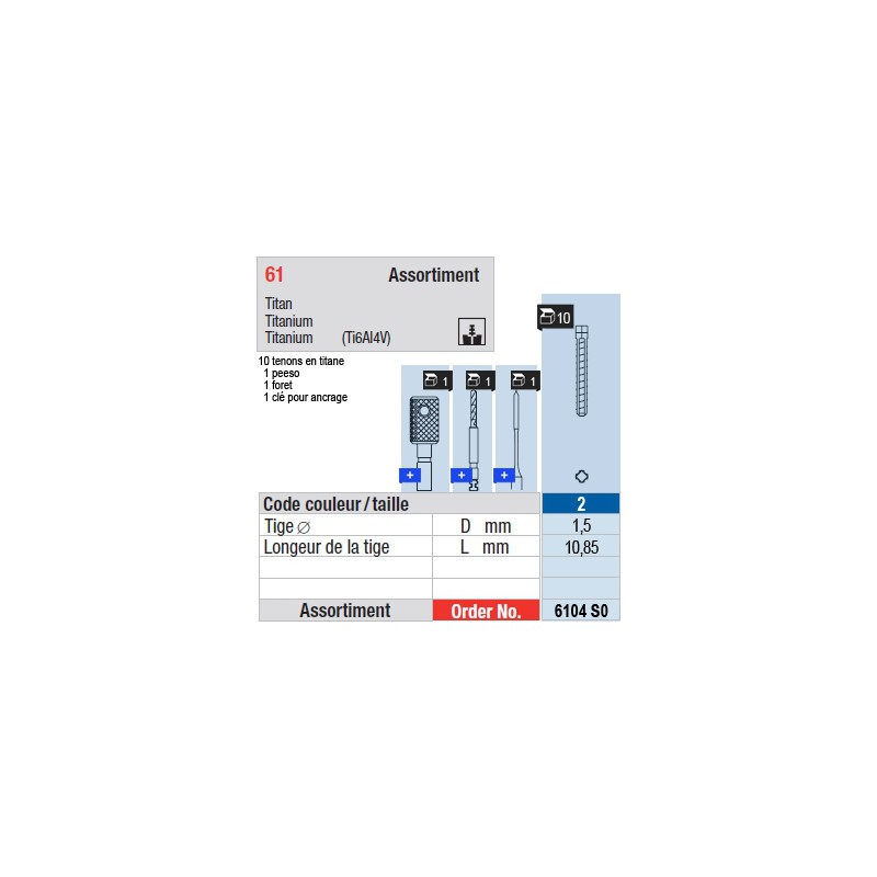 6104SO - Assortiment tenons taille 2 (courts)