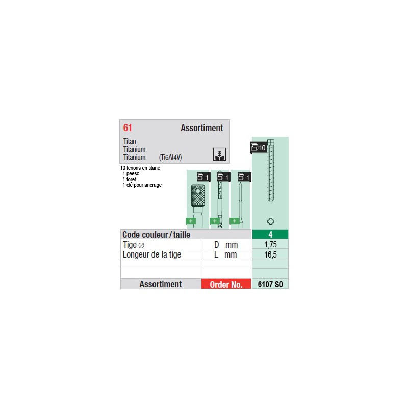 6107SO - Assortiment tenons taille 4 (longs)