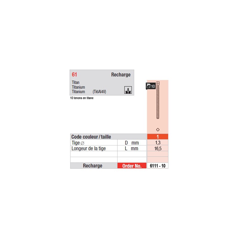 6111-10 - recharge tenons taille 1 (longs)