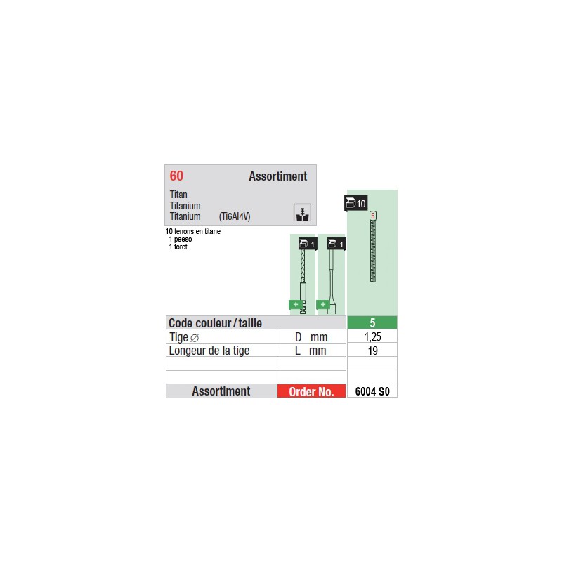 6004SO - Assortiment tenons taille 5