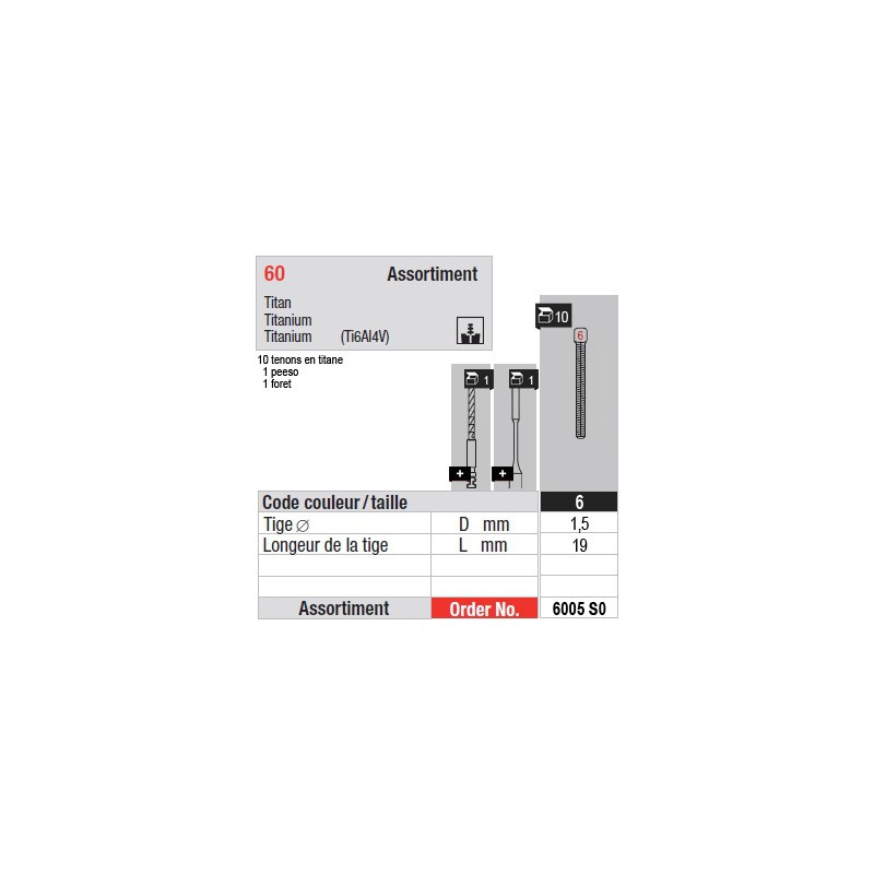 6005SO - Assortiment tenons taille 6