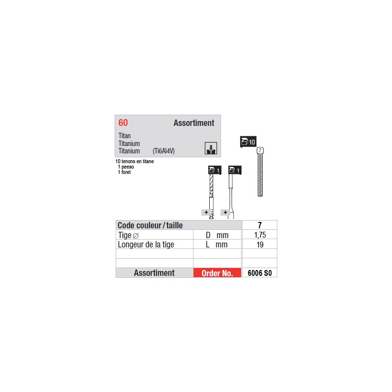6006SO - Assortiment tenons taille 7