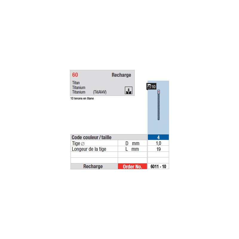 6011-10 - recharge tenons taille 4