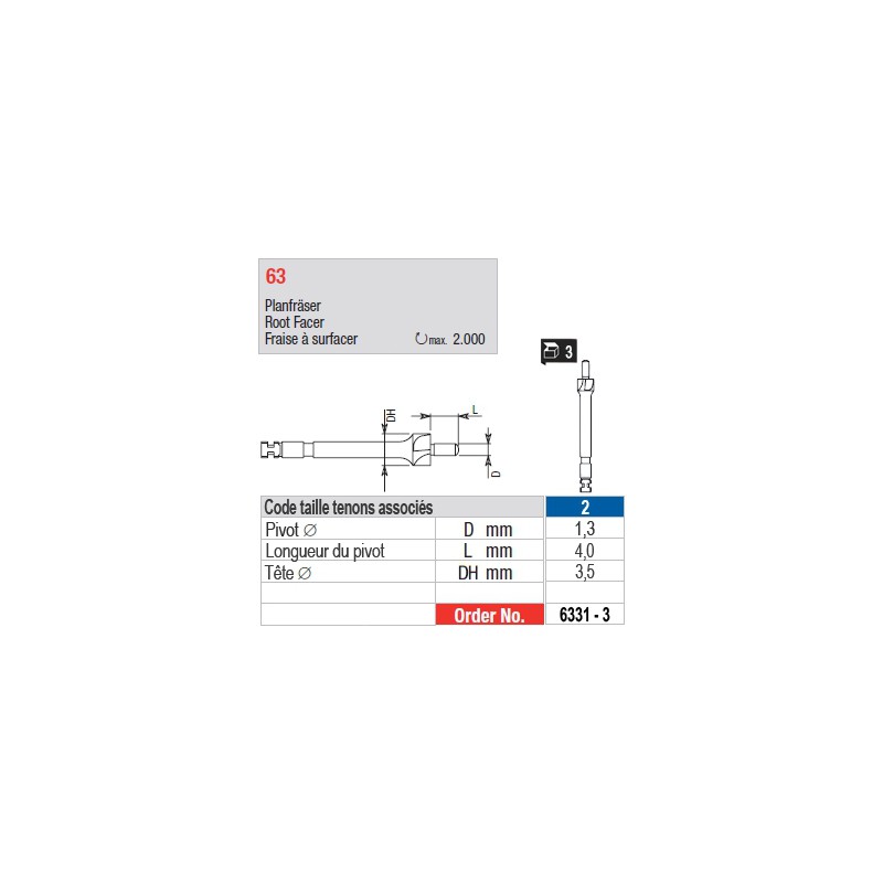 6331-3 - Fraise à surfacer tenons Head Master taille 2