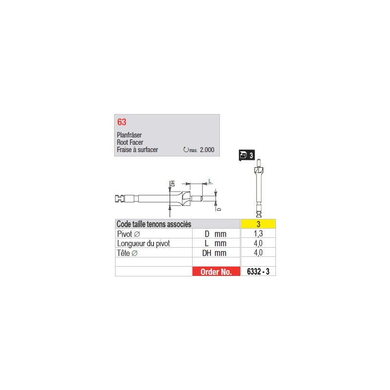 6332-3 - Fraise à surfacer tenons Head Master taille 3