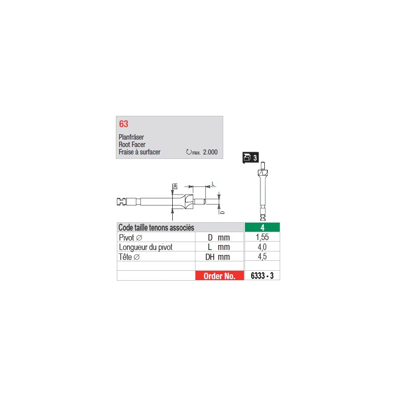 6333-3 - Fraise à surfacer tenons Head Master taille 4