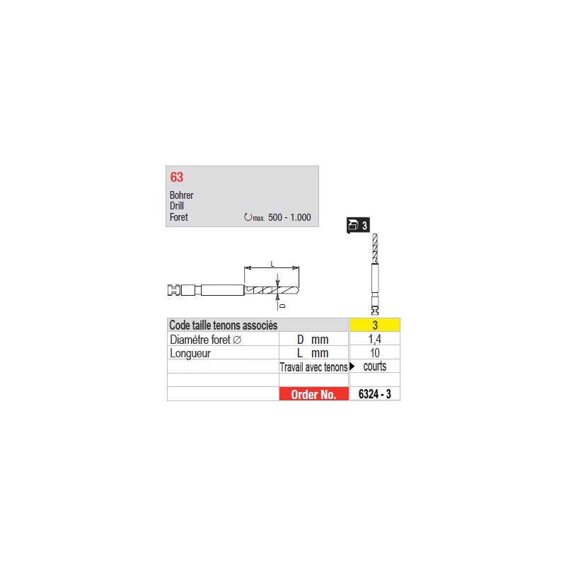 6324-3 - Forets pour tenons Head Master taille 3 (courts)