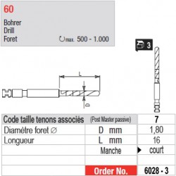 6028-3 - Forets pour tenons Post Master taille 7 (manche court)