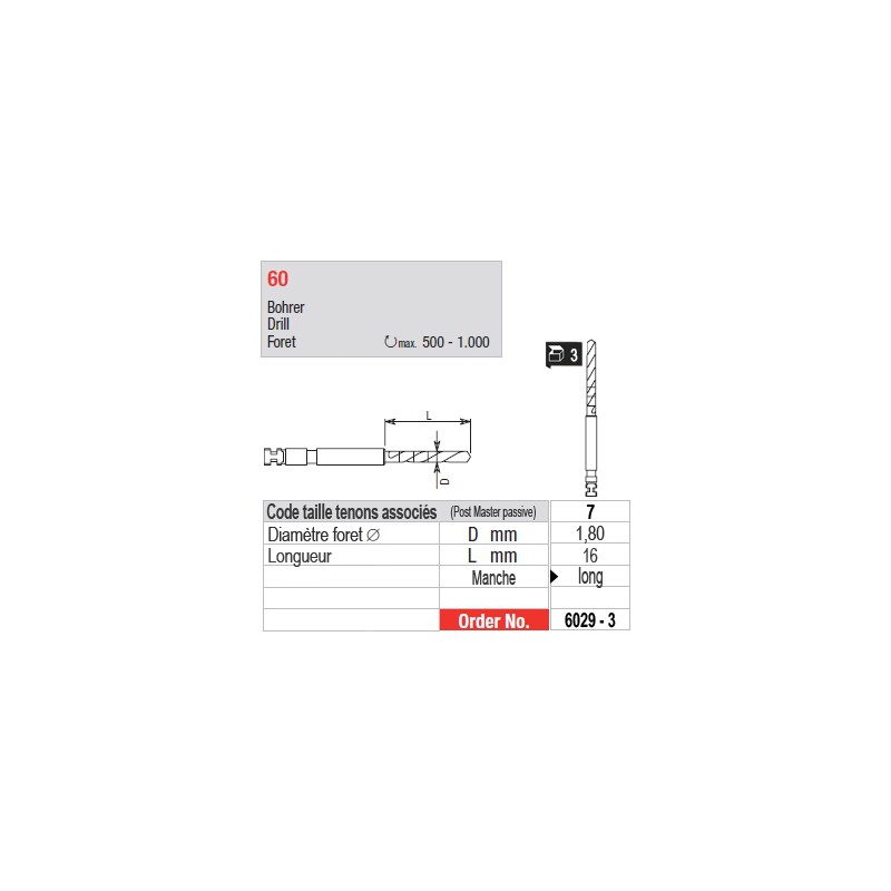 6029-3 - Forets pour tenons Post Master taille 7 (manche long)