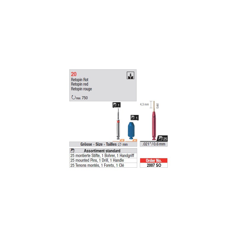 2007SO - Assortiment standard de tenons "Retopins" Or
