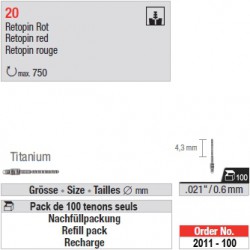 2011-100 - Recharge de 100 tenons "Retopins" Titane