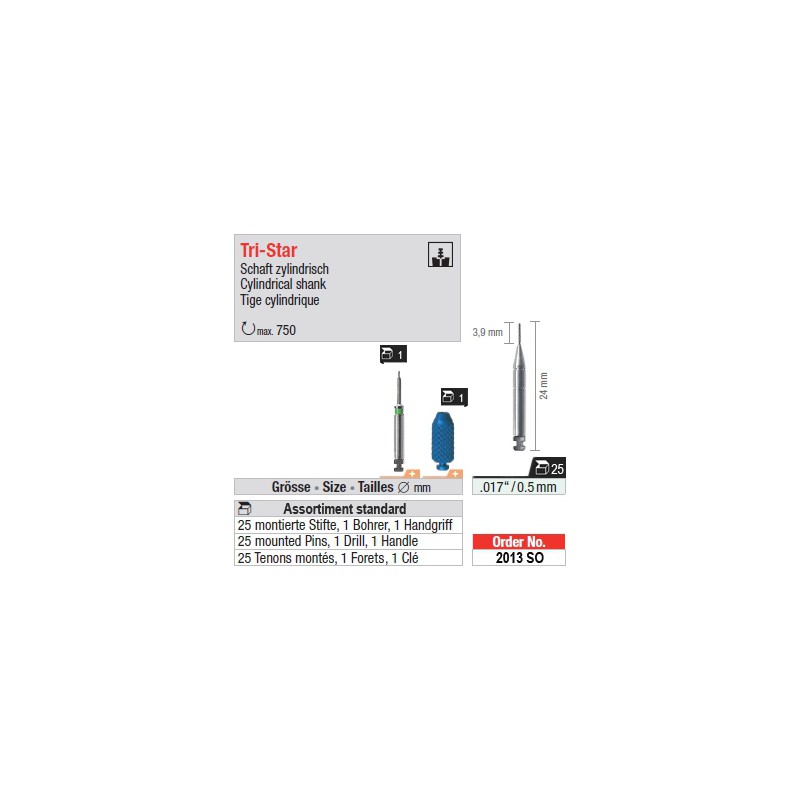 2013SO - Assortiment standard de tenons TriStar 0,5 mm